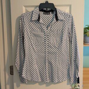 Geometric Print Button-Down Shirt | Workwear Classic Top